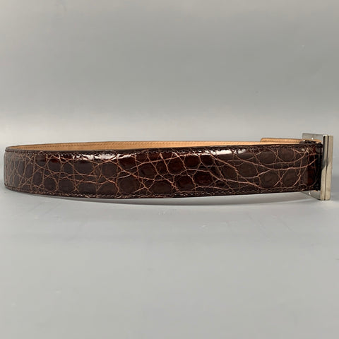 GUCCI Size 34 Brown Alligator Belt