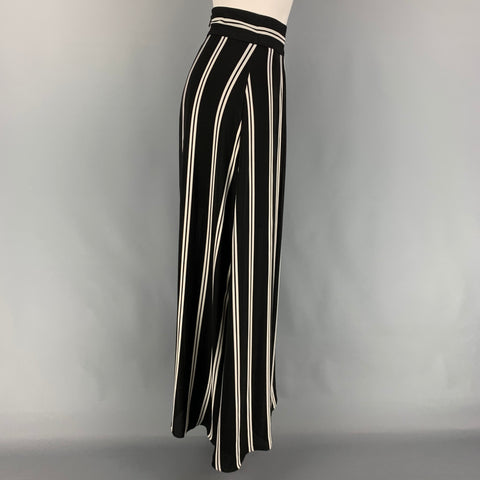 ALICE + OLIVIA Size 2 Black White Polyester Stripe Long Skirt