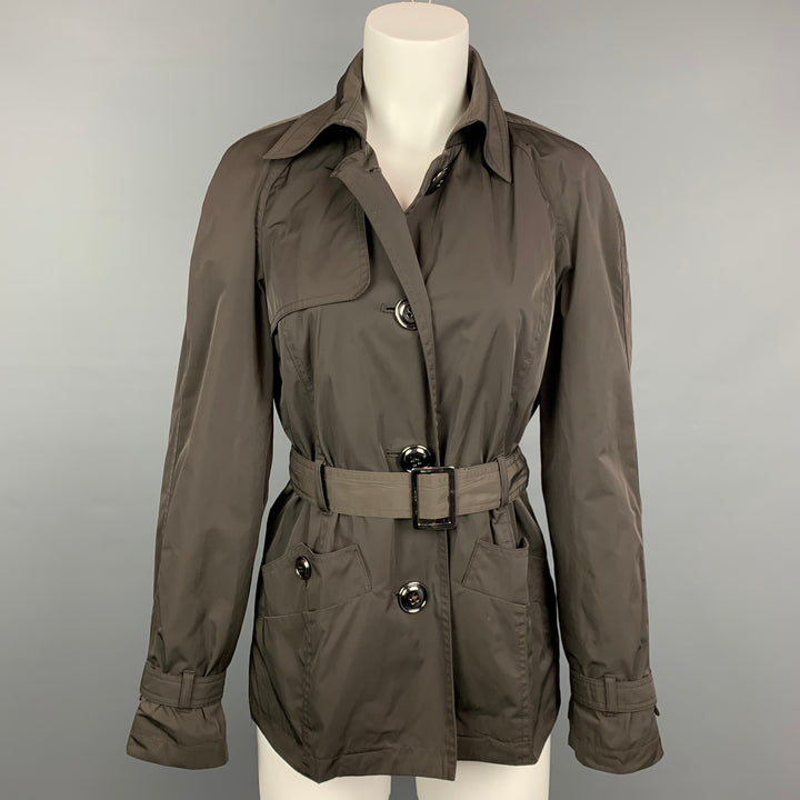 TALBOTS Size S Brown Polyester Belted Trench Coat