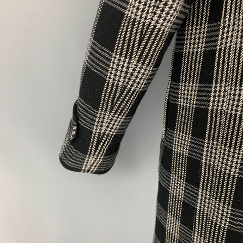 THE KOOPLES Size M Black White Plaid Cotton Blend Coat