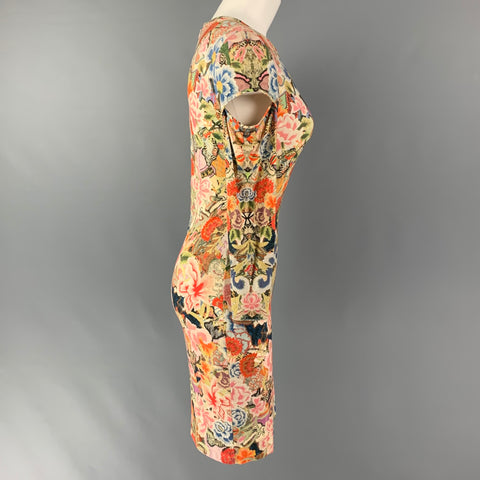 ALEXANDER MCQUEEN Size 6 Multi-Color Rayon Blend Floral Long Sleeve Dress