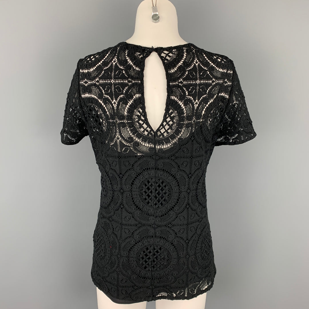BURBERRY PRORSUM Size 10 Black Cotton / Nylon Dress Top