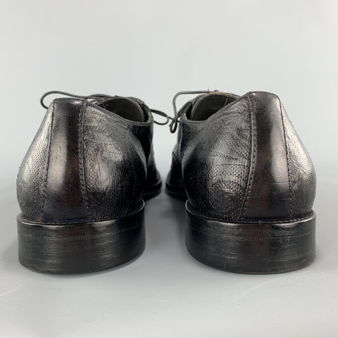Jo GHOST Size 10 Black Tattoo Embossed Leather Lace Up