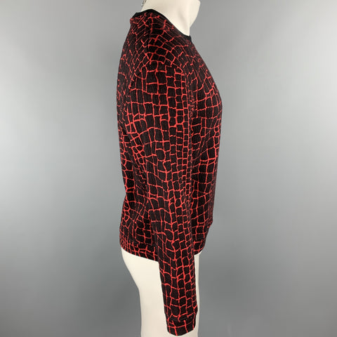KENZO Size M Red & Black Alligator Cotton Blend Sweatshirt