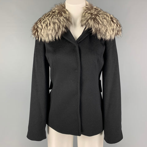 DOLCE & GABBANA Size 4 Black Angora Hidden Snaps Jacket