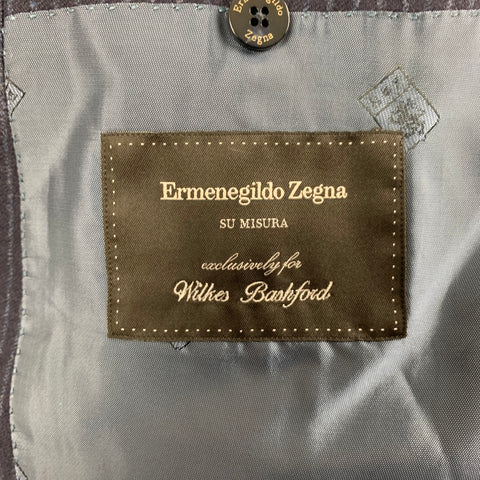 ERMENEGILDO ZEGNA Size 40 Navy Blue Chalkstripe Wool Cashmere Suit