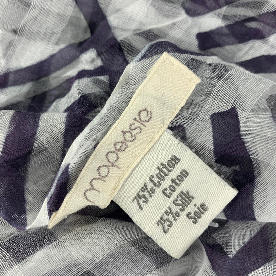 MAPOESIE White Purple Cotton Silk Plaid Scarf