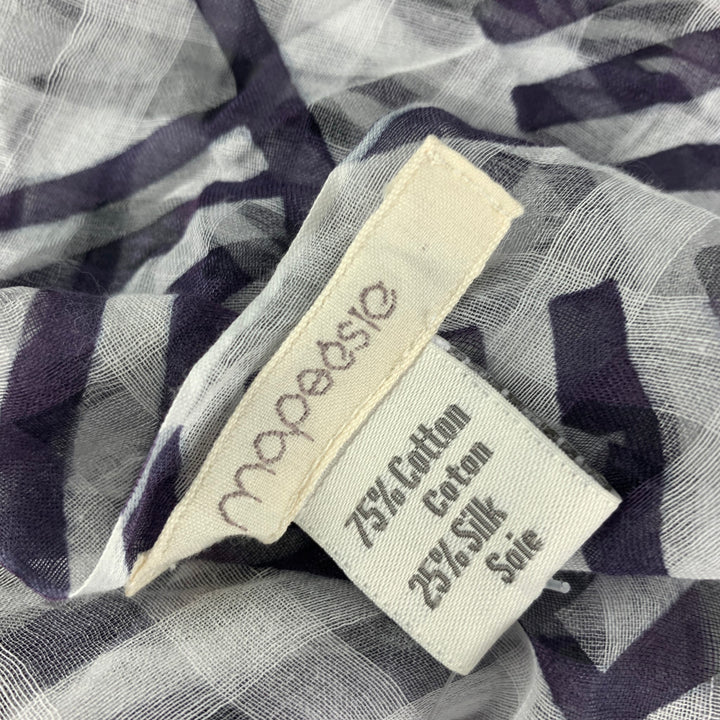 MAPOESIE White Purple Cotton Silk Plaid Scarf