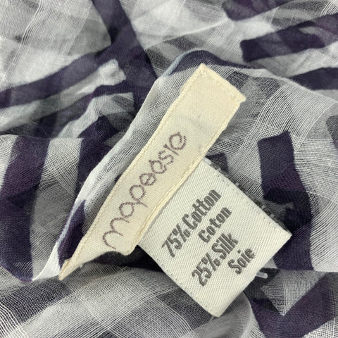 MAPOESIE White Purple Cotton Silk Plaid Scarf