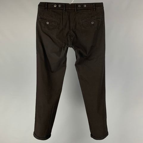 BARENA Taille 30 Pantalon décontracté en coton noir à devant plat