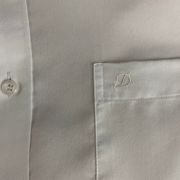 S.T.DUPONT Size L White Solid Cotton Button Up Long Sleeve Shirt