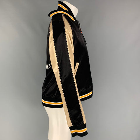 MAISON MIHARA YASUHIRO Size L Black Cream Two Toned Bomber Jacket