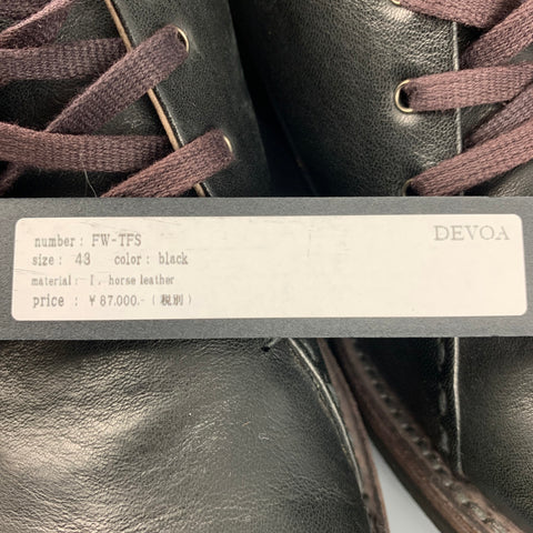 DEVOA Size 10 Black Leather Lace Up Shoes