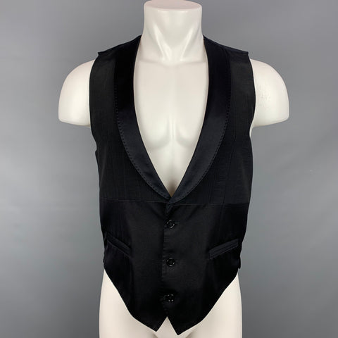 DOLCE &amp; GABBANA Talla 38 Chaleco con cuello chal en mezcla de seda negro