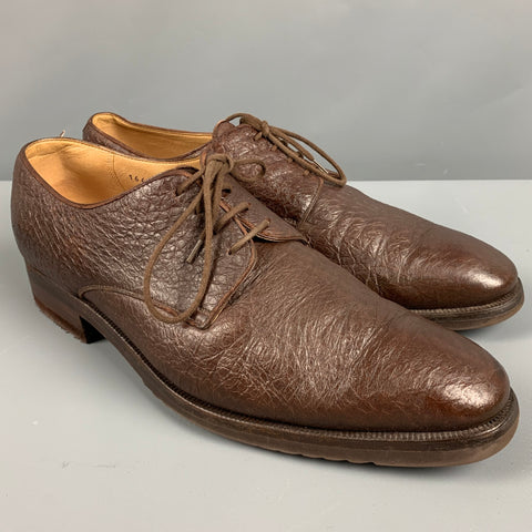 GRAVATI Size 9.5 Brown Textured Leather Lace Up Shoes