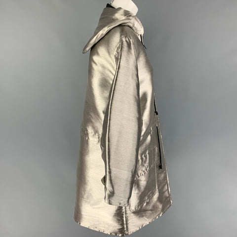MICHAEL KORS Size S Silver Metallic Hooded Oversized Jacket