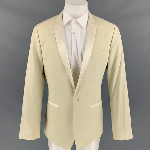 DOLCE & GABBANA Size 40 Regular Beige Cotton / Silk Peak Lapel Sport Coat