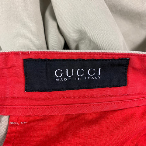 GUCCI Size 30 Khaki Cotton Flat Front Casual Pants