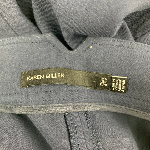 KAREN MILLEN Size 8 Navy Cotton Nautical Dress Pants