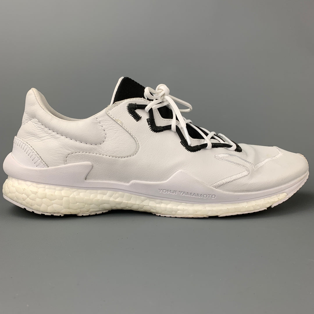 Y-3 by YOHJI YAMAMOTO Size 12 White Leather Lace Up Sneakers