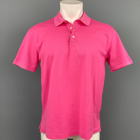 RALPH LAUREN Purple Label Size M Pink Cotton Buttoned Polo