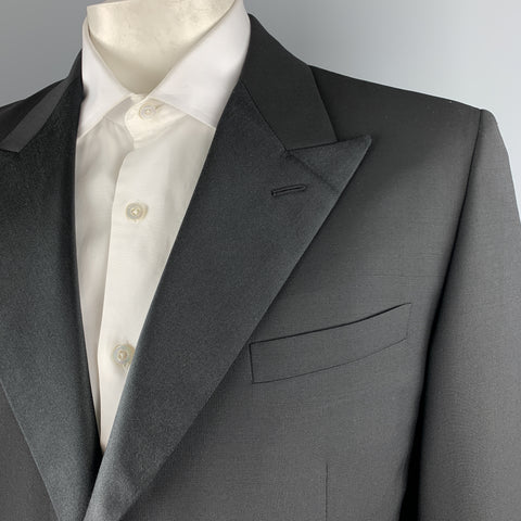 PRADA Size 46 Virgin Wool Mohair Blend Satin Peak Lapel Tuxedo