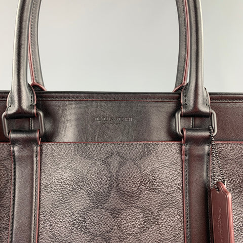 COACH Sac fourre-tout en toile monogramme en cuir noir