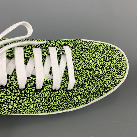 BARNEY'S NEW YORK Taille 10 Baskets à lacets tissées vert lime et noir chiné