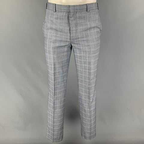 BLACK FLEECE Size 40 Grey Plaid Wool Notch Lapel Suit