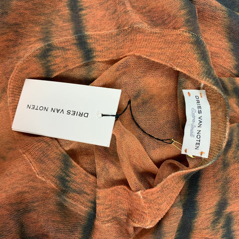 DRIES VAN NOTEN x CHRISTIAN LACROIX SS 20 Size XS Orange & Black Animal Print Cotton / Polyamide Pullover