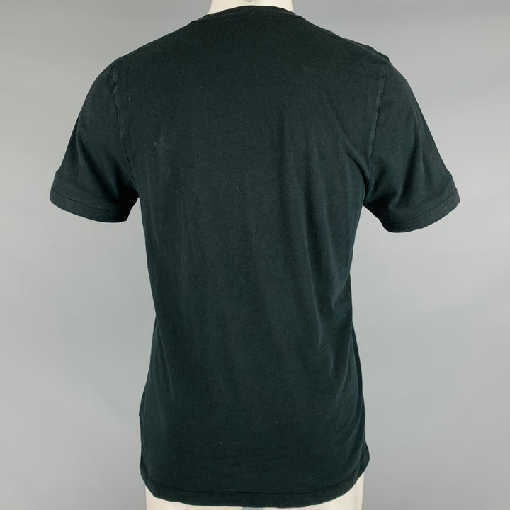 NEIL BARRETT Size M Grey Navy Mixed Fabrics Cotton V-Neck T-shirt