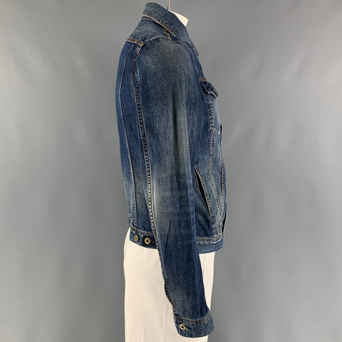 DIESEL Size L Blue Washed Denim Trucker Jacket