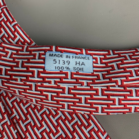 HERMES 5139 HA Red White Blue Silk Tie
