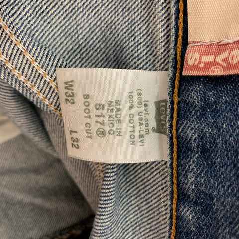 LEVI STRAUSS 517 Size 32 Blue Washed Cotton Bootcut Jeans