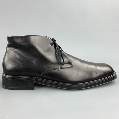 SALVATORE FERRAGAMO Size 11.5 Black Leather Chukka Boots