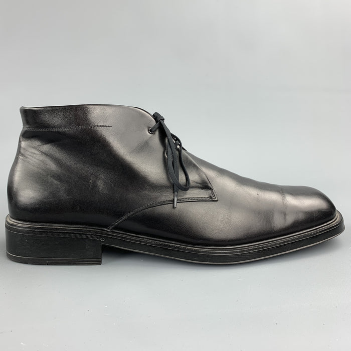SALVATORE FERRAGAMO Size 11.5 Black Leather Chukka Boots