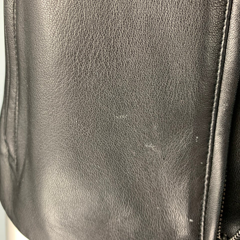 RALPH LAUREN Size 8 Black Studded Leather Zip Up Jacket