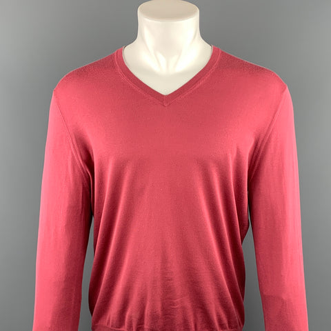 BRUNELLO CUCINELLI Size 40 Salmon Cotton V-Neck Pullover