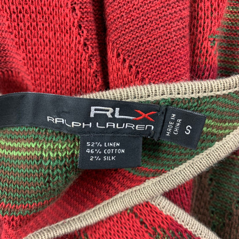 RLX by RALPH LAUREN Size S Beige Orange Green Linen Blend Stripe Tank Long Dress