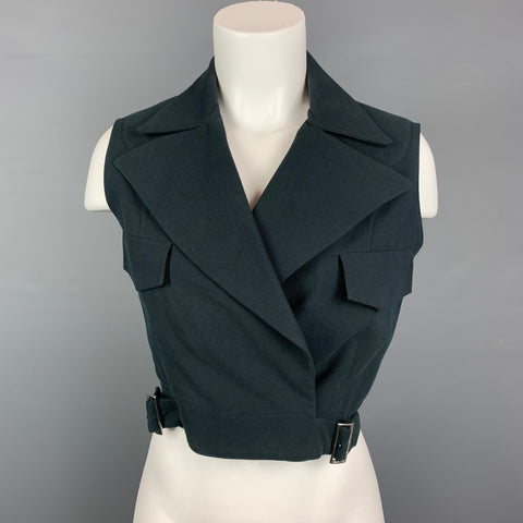 vintage MORGANE LE FAY Taille L Gilet court en coton texturé noir