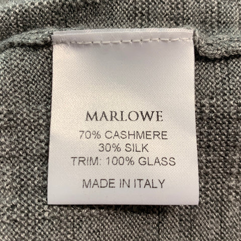 MARLOWE Size S Grey Black Cashmere Silk Beaded V Neck Casual Top