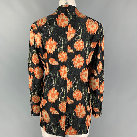 SALVATORE FERRAGAMO Size 8 Black Orange Beige Jacket Blazer