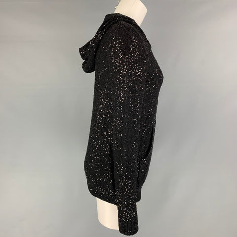 OSCAR DE LA RENTA Jersey de lentejuelas de poliéster y seda negro Talla S