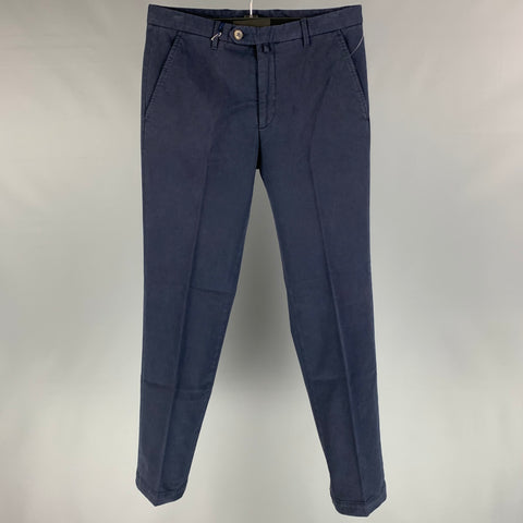 GOODS Taille 32 Pantalon décontracté en coton bleu marine à devant plat