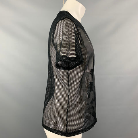 MOSCHINO Swim Talla S Camiseta de malla negra con cuello redondo