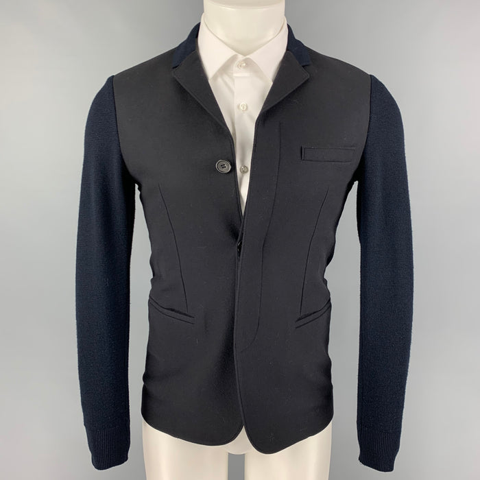 EMPORIO ARMANI Size 34 Navy Mixed Materials Wool Blend Sport Coat