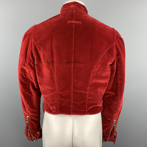 JEAN PAUL GAULTIER HOMME Chest Size 38 Red Solid Velvet Cropped Jacket