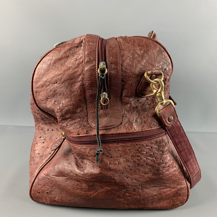VINTAGE Burgundy Textured Ostrich Leather Carry-On Bags
