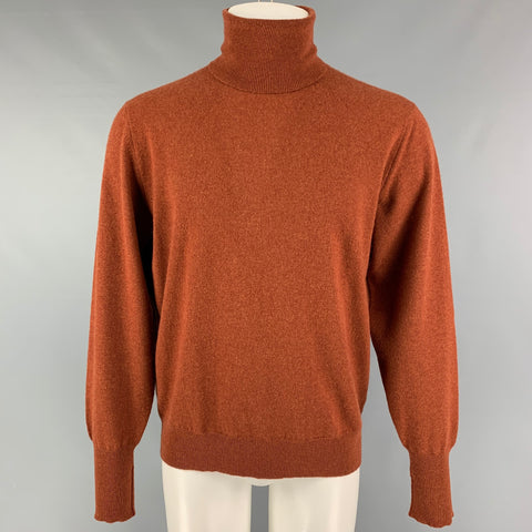 ERMENEGILDO ZEGNA Size M Rust Turtleneck Sweater