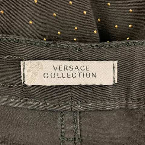 VERSACE COLLECTION Size 26 Black Gold Cotton Studded Dress Pants